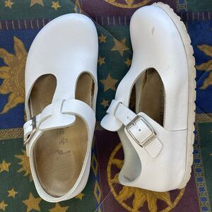 Birkenstock Paris Mary Jane White Soft Leather Shoes. Made In Germany. Size 36/6